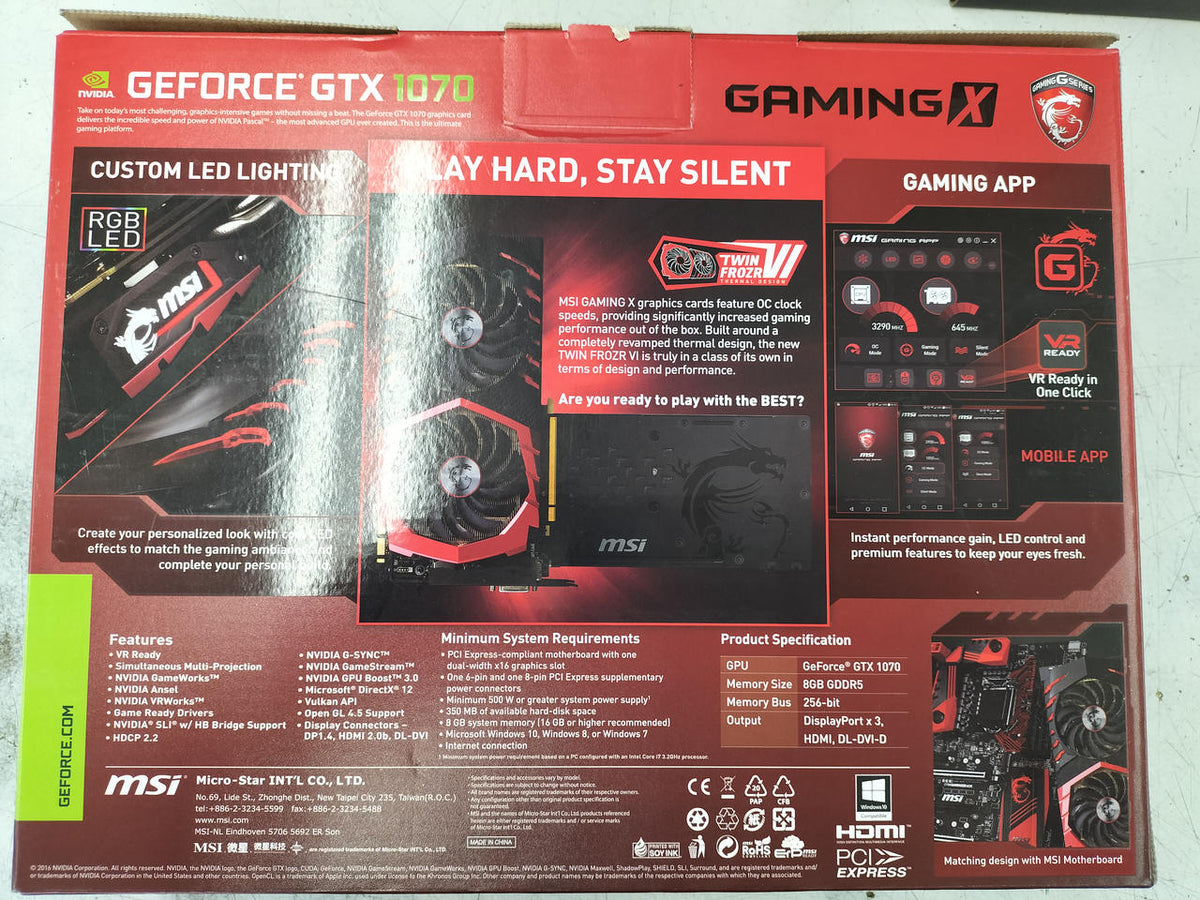 MSI Graphics Card: GTX 1070 GAMING X 8G - Banzai Thrifting | BanzaiHobby