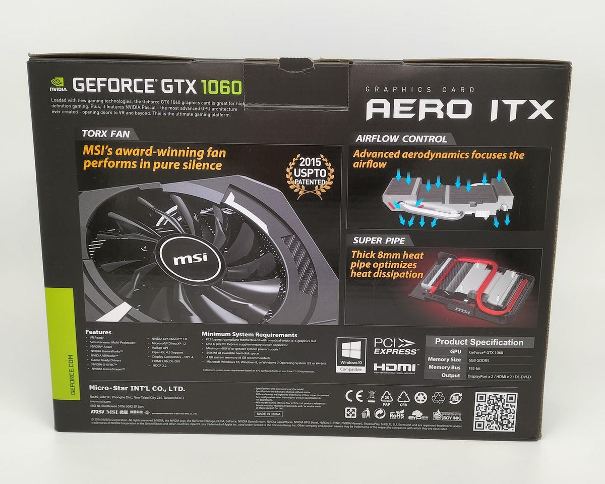 MSI Graphics Card GTX1060 AERO ITX 6GB