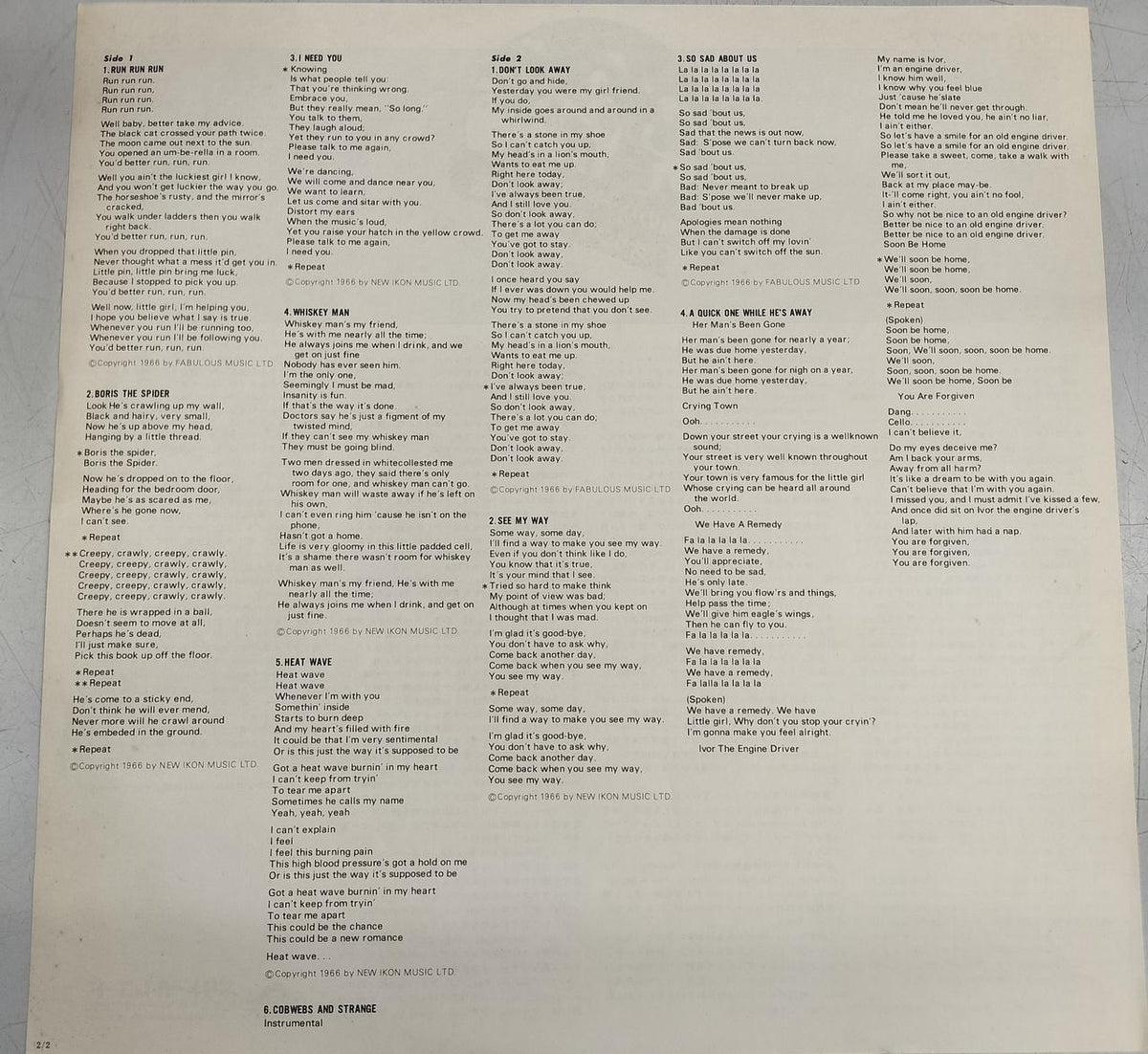 TRACK RECORDS LP Record A QUICK ONE