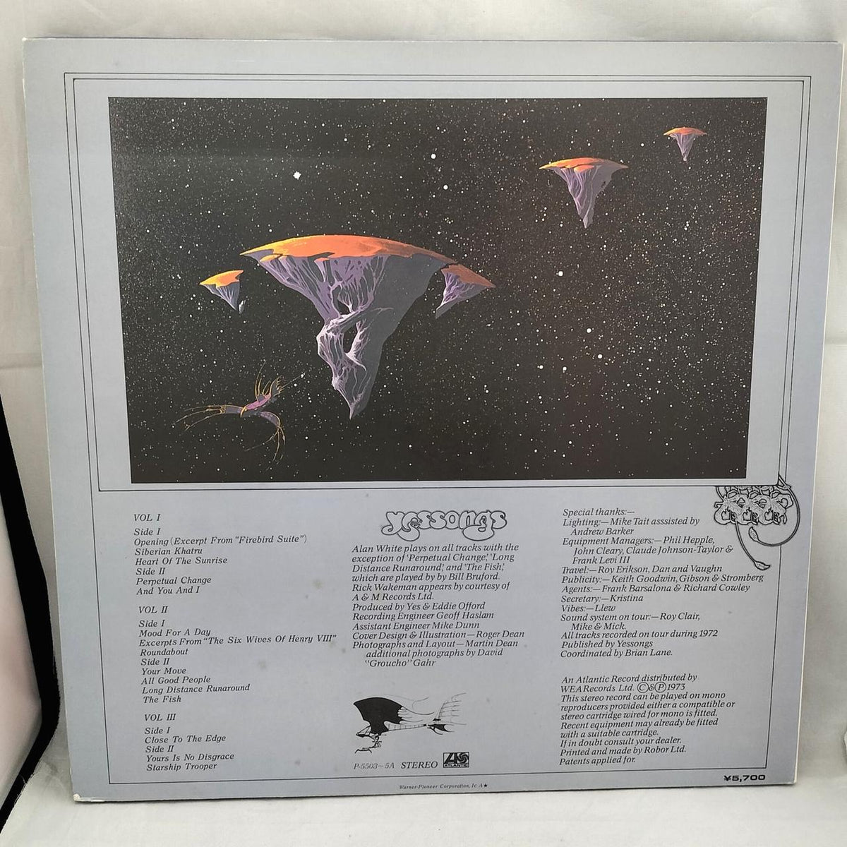 WARNER-PIONEER LP YESSONGS/YES