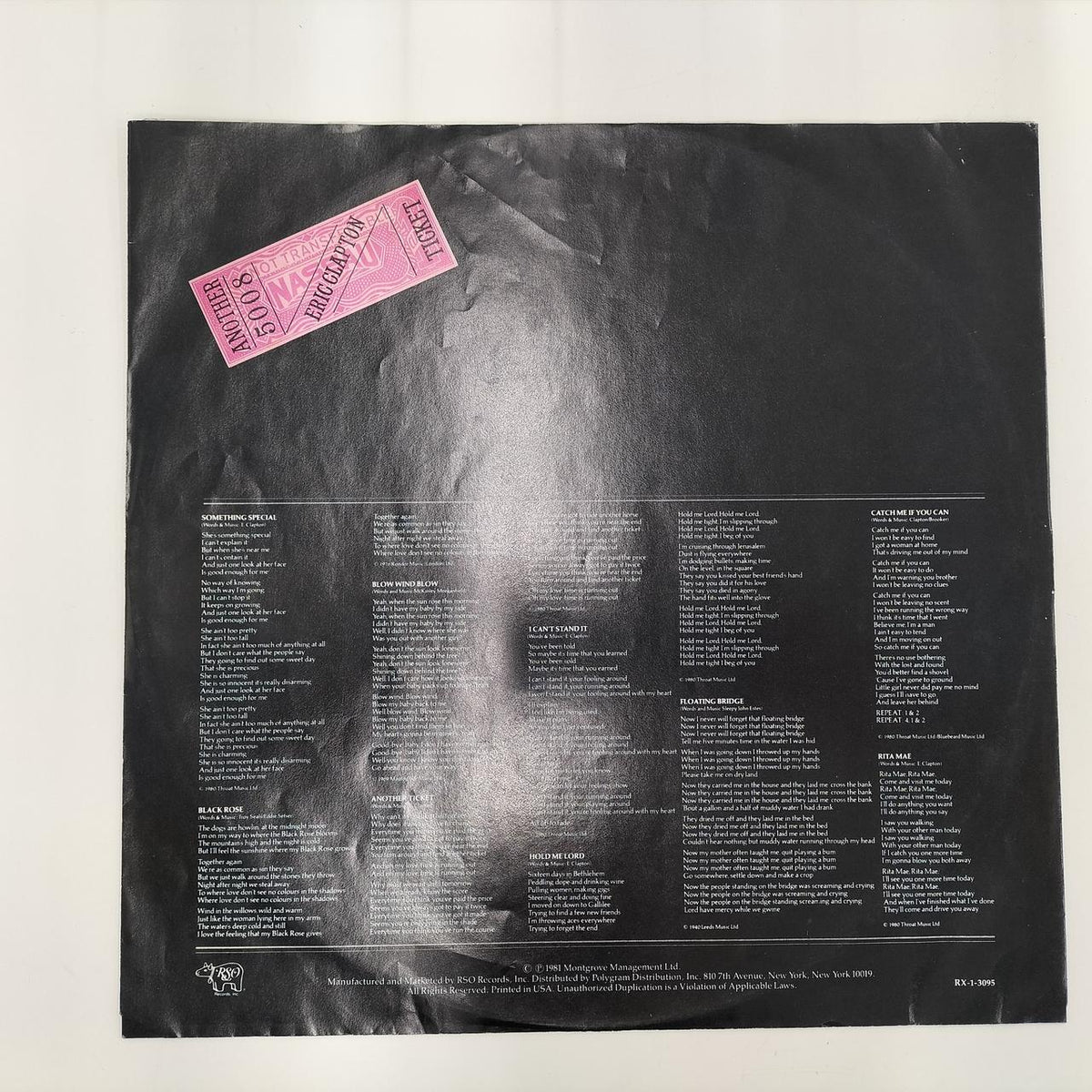 ERIC CLAPTON Western Music ANOTHER TICKET