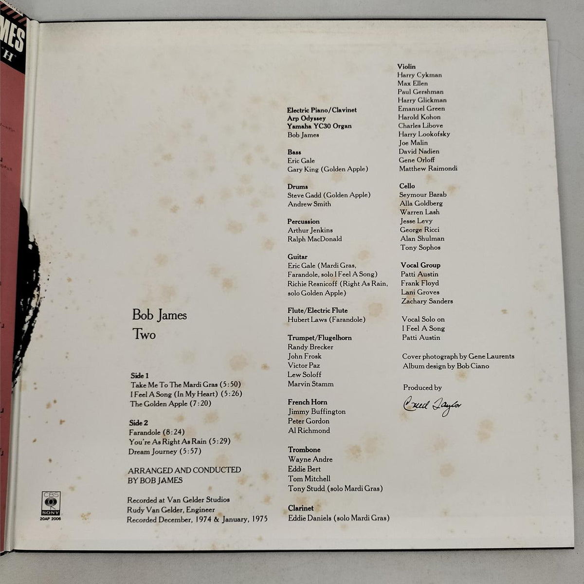CBS Sony LP Bob James / TWO