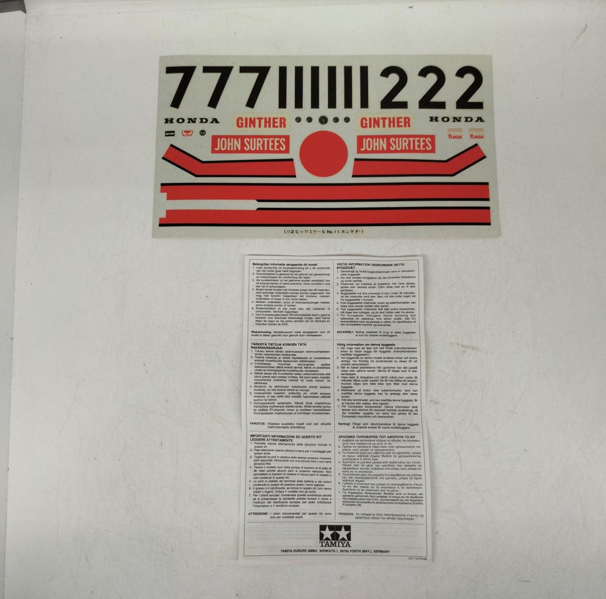 Tamiya 1/12 Honda F-1 - Banzai Thrifting | BanzaiHobby