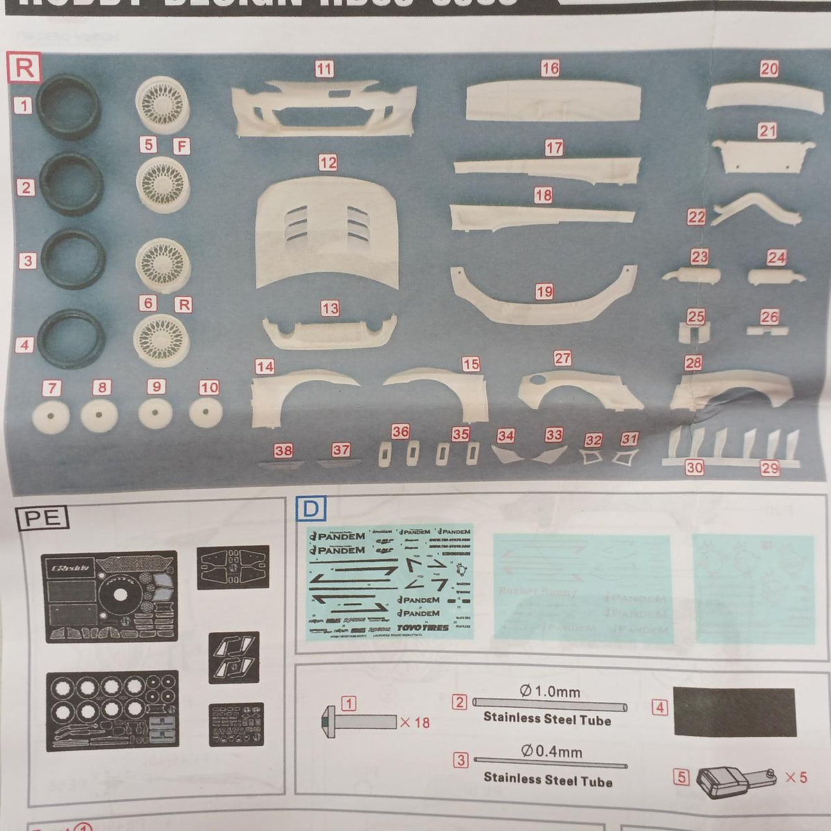 HOBBY DESIGN 1/24 Garage Kit FT86 WIDE BODY KIT - Banzai Thrifting | BanzaiHobby