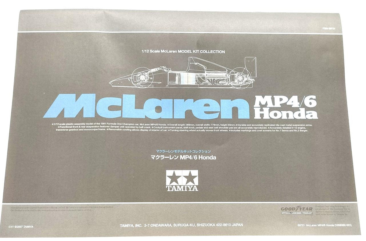 TAMIYA Plastic Model 1/12 McLaren MP4/6 HONDA - Banzai Thrifting | BanzaiHobby
