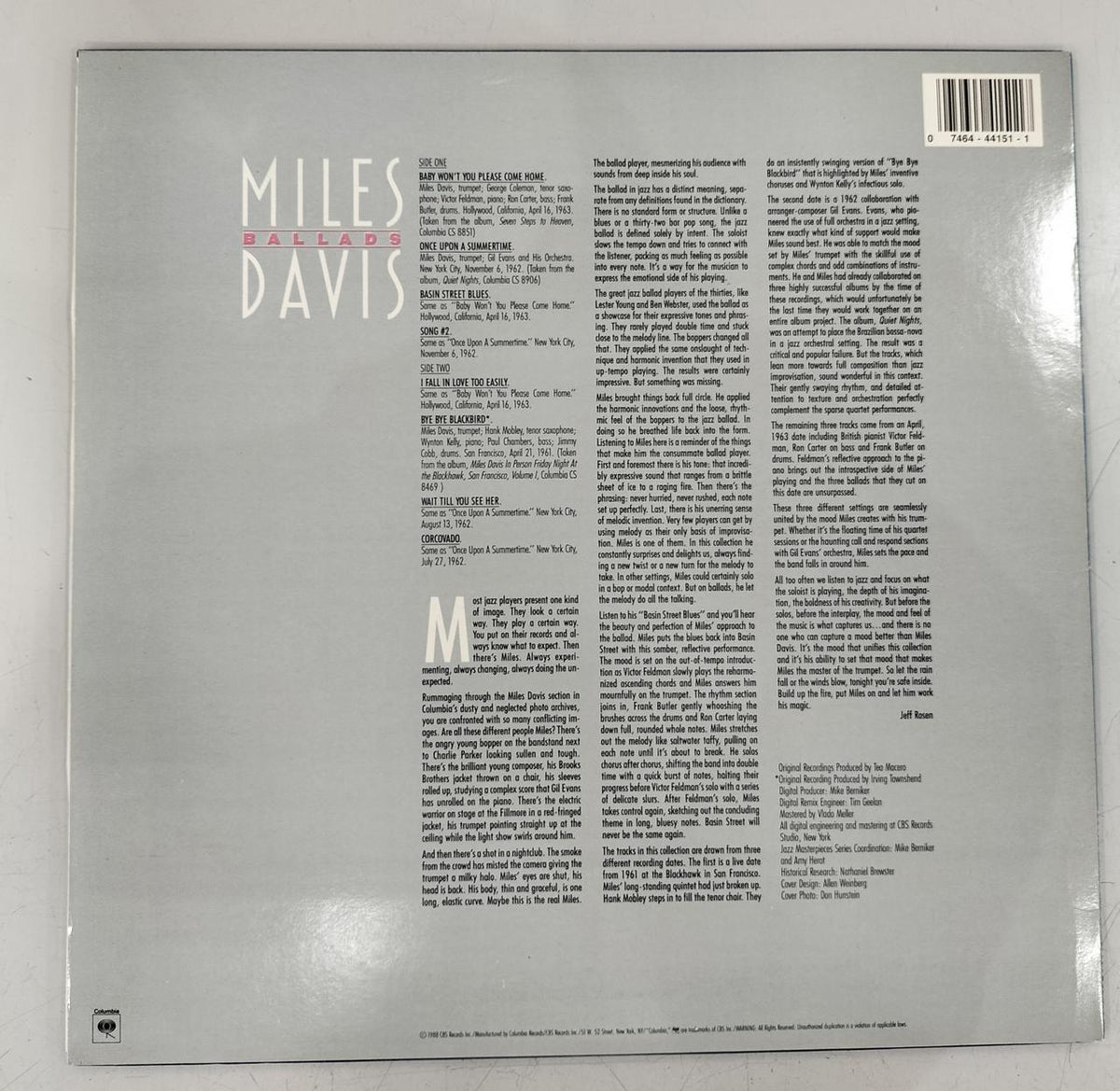 MILES DAVIS Record BALLADS