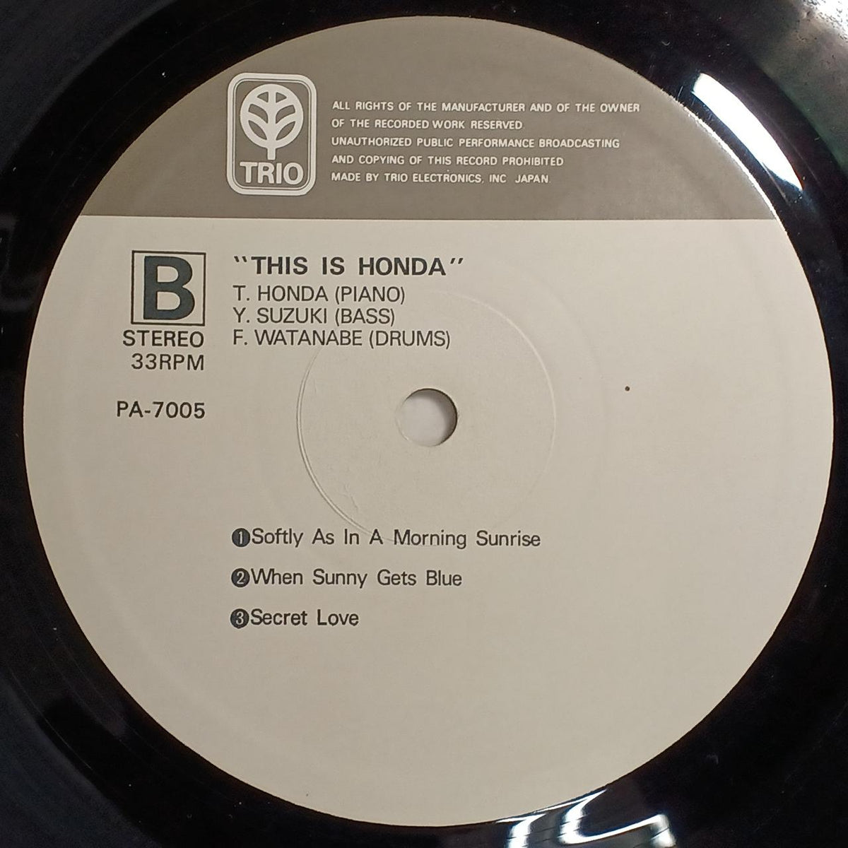 TRIO LP Record THIS IS HONDA / Takehiro Honda