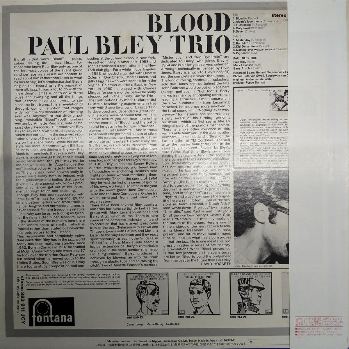 FONTANA EX BLOOD/PAUL BLEY TRIO 195J-28