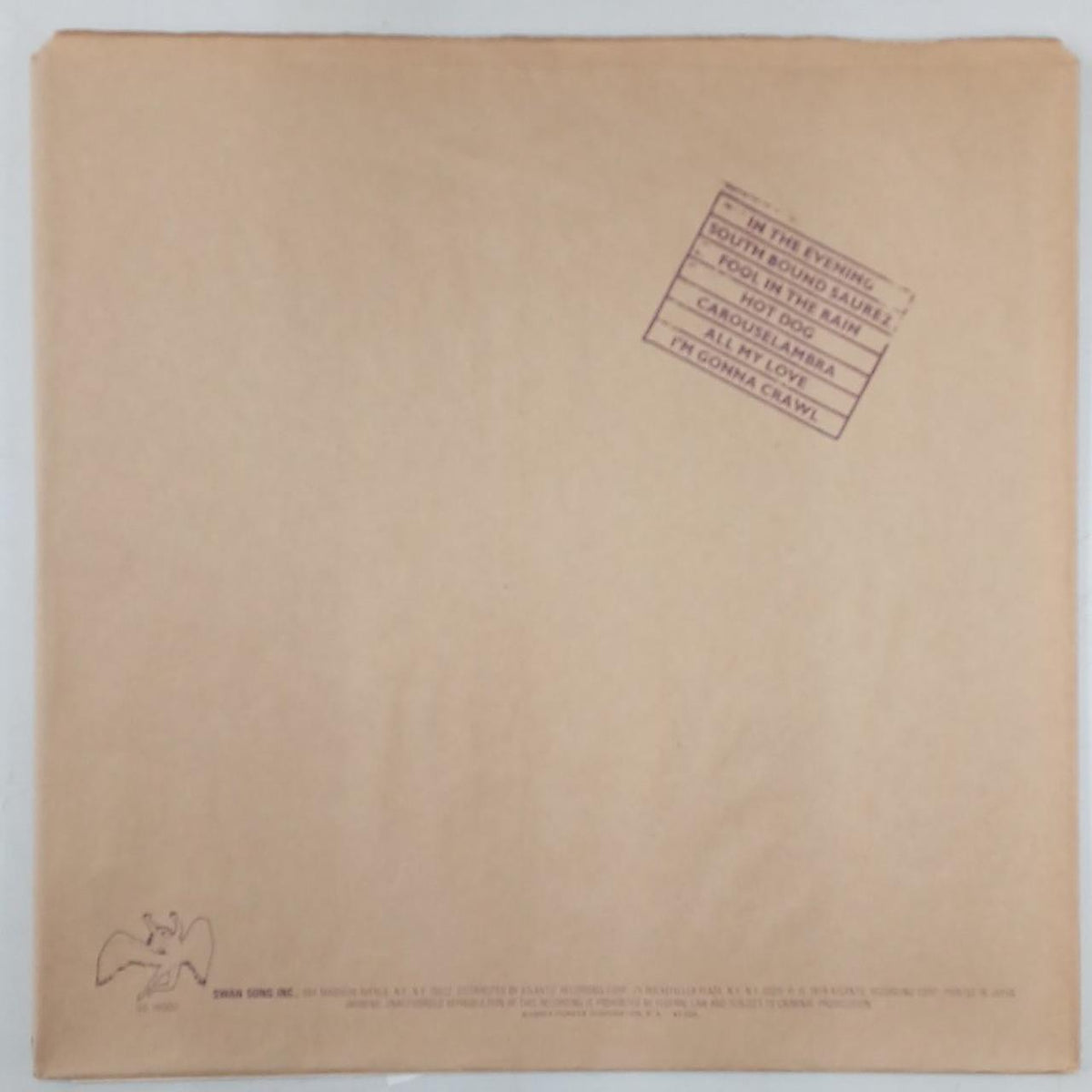 SWAN SONG LP Record P-10726N
