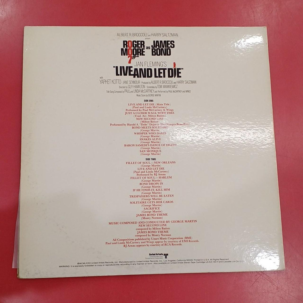 UNITED ARTISTS RECORDS LP record LIVE AND LET DIE (ORIGINAL MOT)