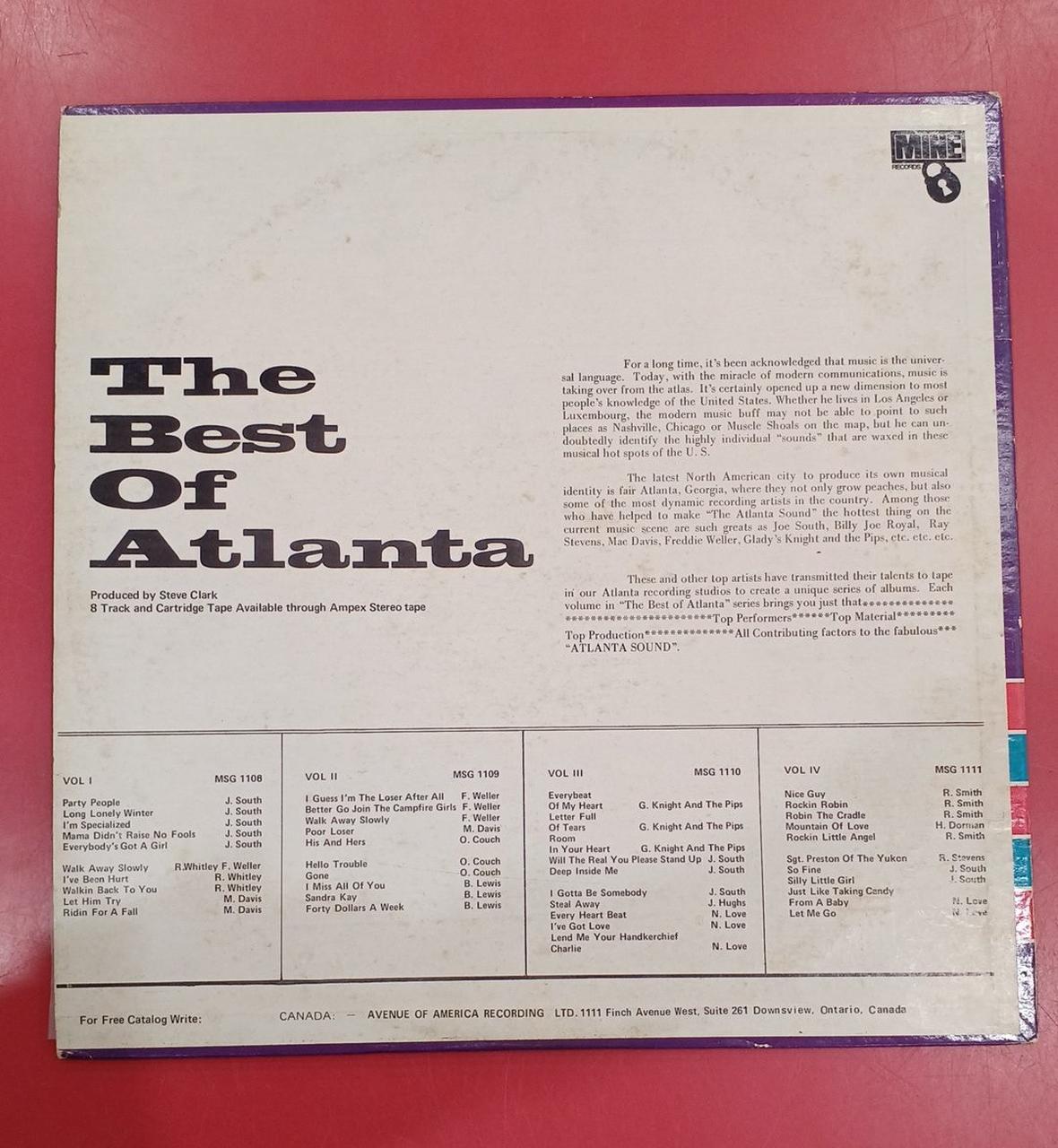 MINE RECORDS LP Record THE BEST OF ATLANTA VOL. 4