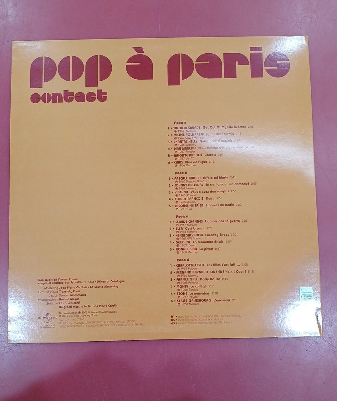 UNIVERSAL MUSIC FRANCE LP Record POP A PARIS VOL.1 CONTACT