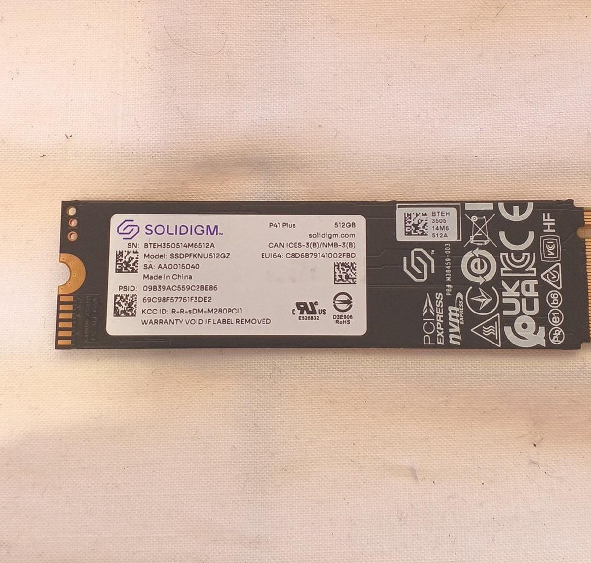 SOLIDIGM SSD M.2 512GB SSDPFKNU512GZ
