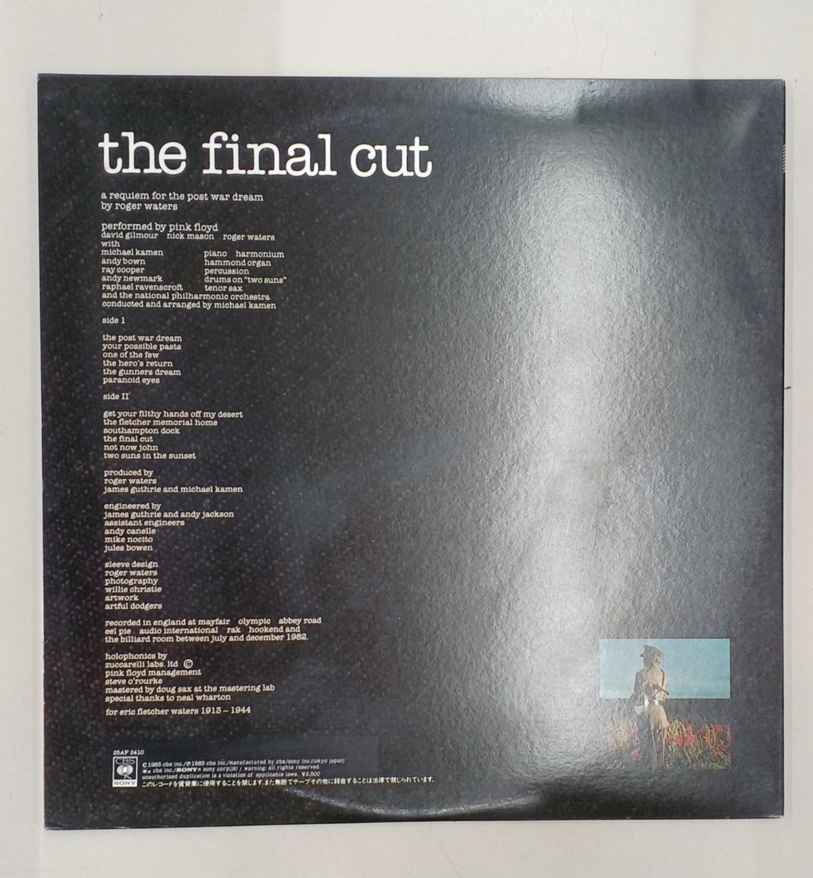 CBS Sony LP Western Music PINK FLOYD / THE FINAL CUT