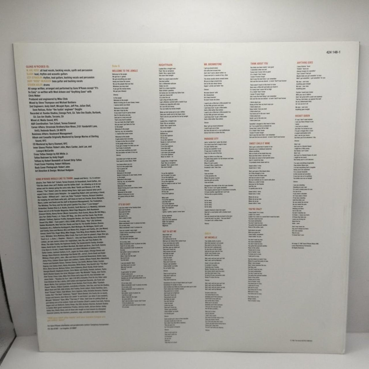 GEFFEN APPETITE FOR DESTRUCTION LP Record