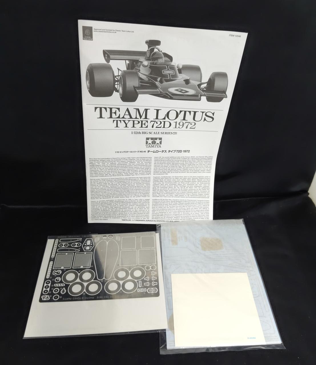 TAMIYA Plastic Model 1/12 Team Lotus Type 72D 1972