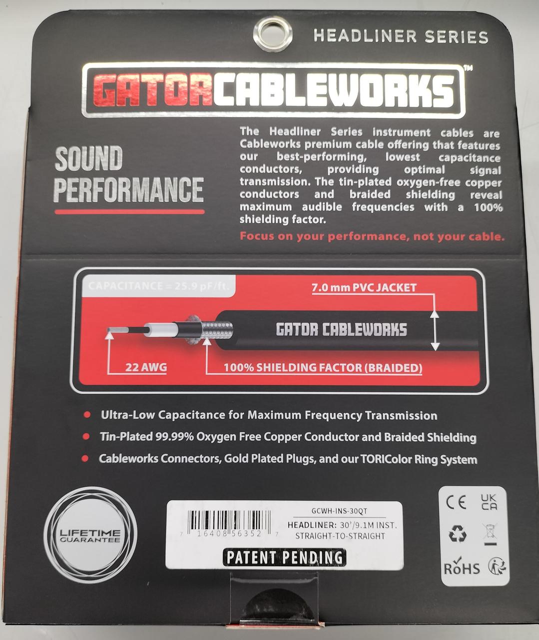 GATOR CABLEWORKS Instrument Shielded Cable GCWH-INS-30QT - Banzai Thrifting | BanzaiHobby