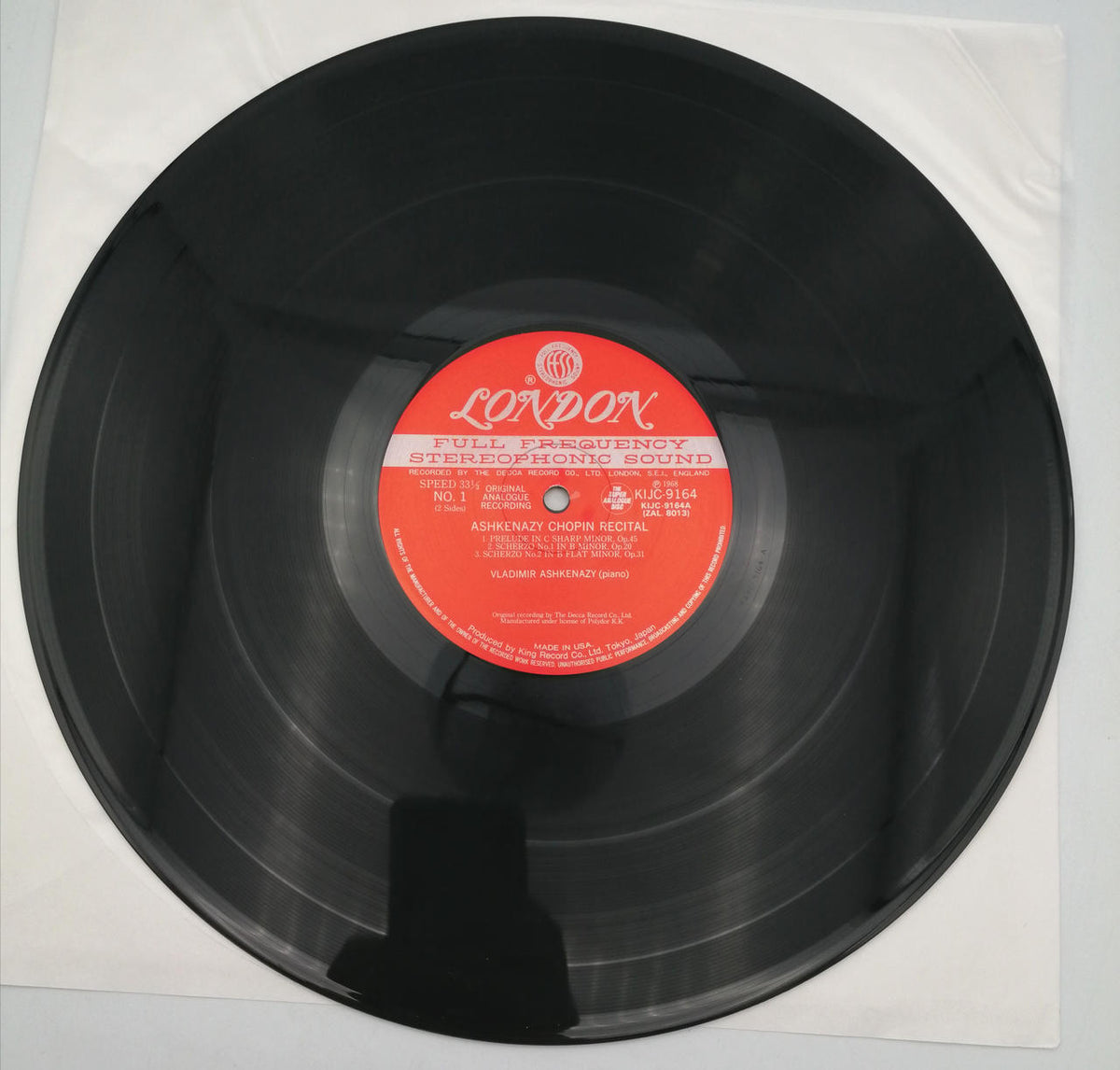 King Records LP Ashkenazi Chopin Recital KIJC-9164-STEREO