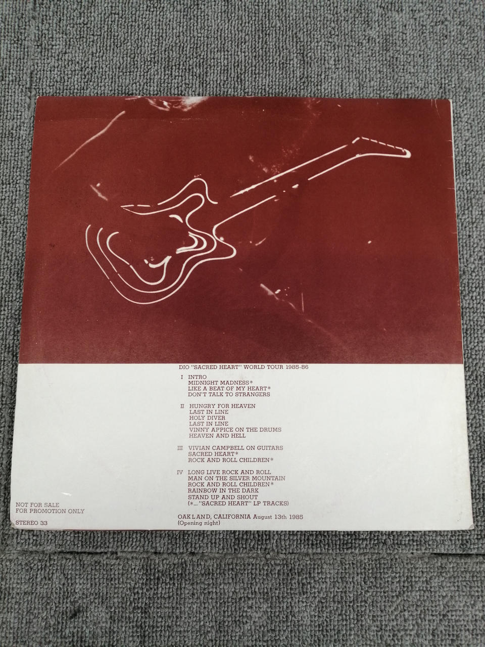 unclear Vinyl Record DIO/"SACRED HEART" WORLD TOUR