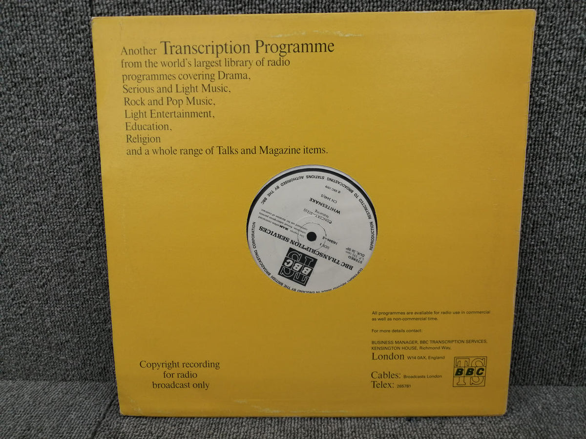 BBC TRANSCRIPTION SERVICES Analog Record WHITESNAKE / IN CONCERT-212