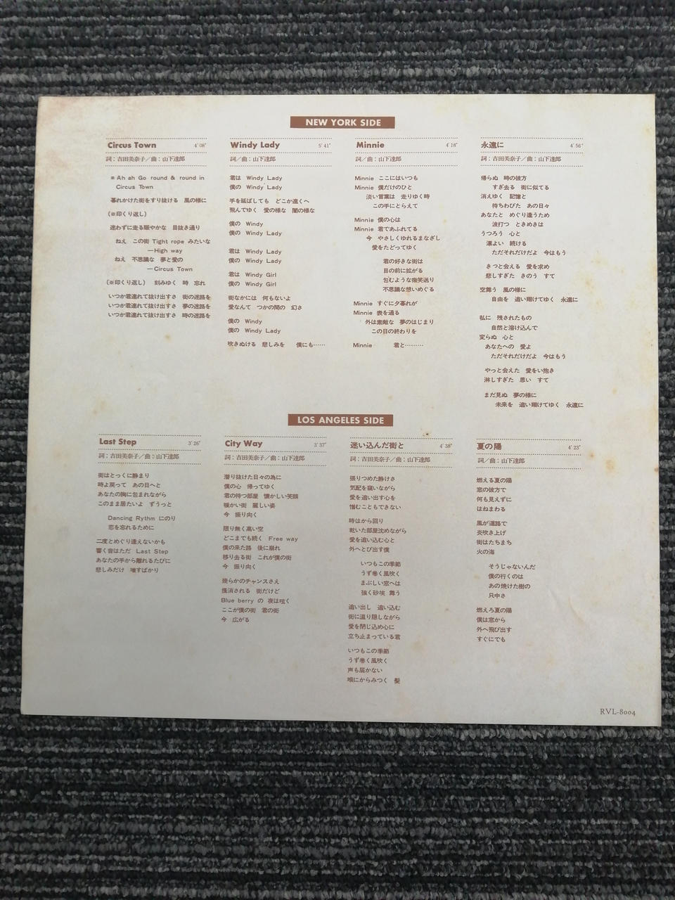 RCA Records Tatsuro Yamashita / CIRCUS TOWN RVL-8004