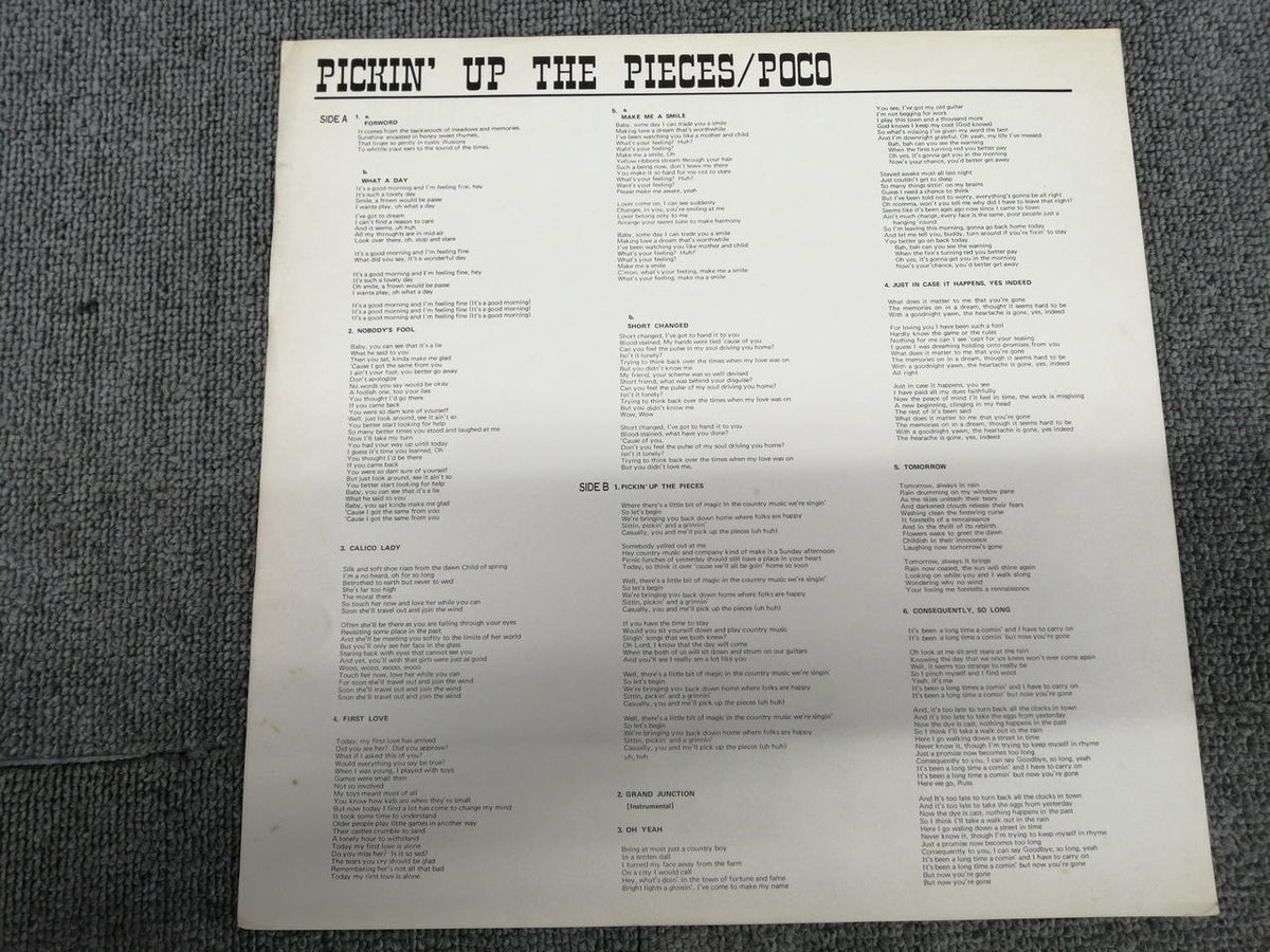 CBS/SONY POCO/PICKIN' UP THE PIECES SONP-50123