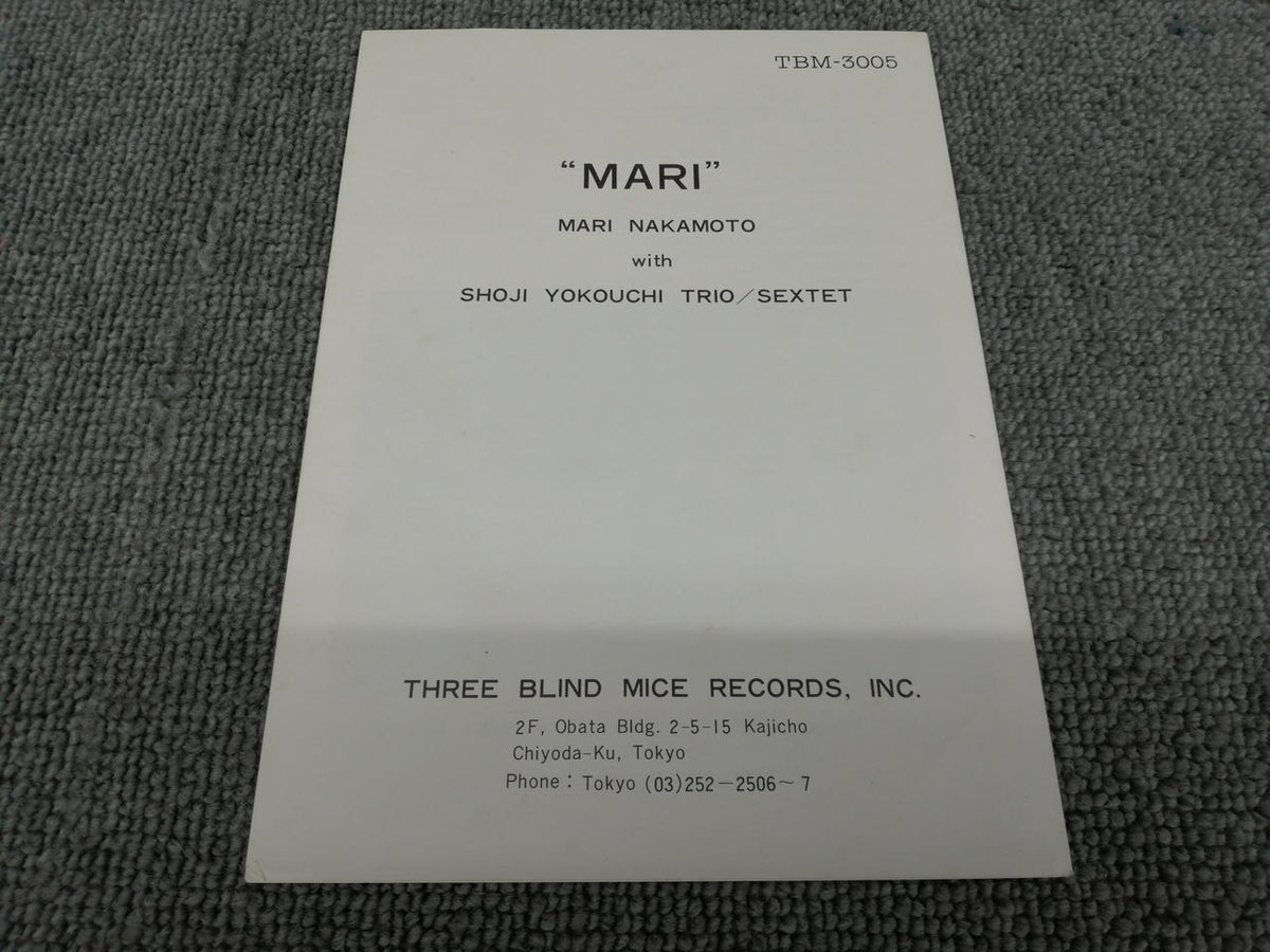 THREE BLIND MICE Mari Nakamoto & Shoji Yokouchi Trio / Sextet TBM-3005