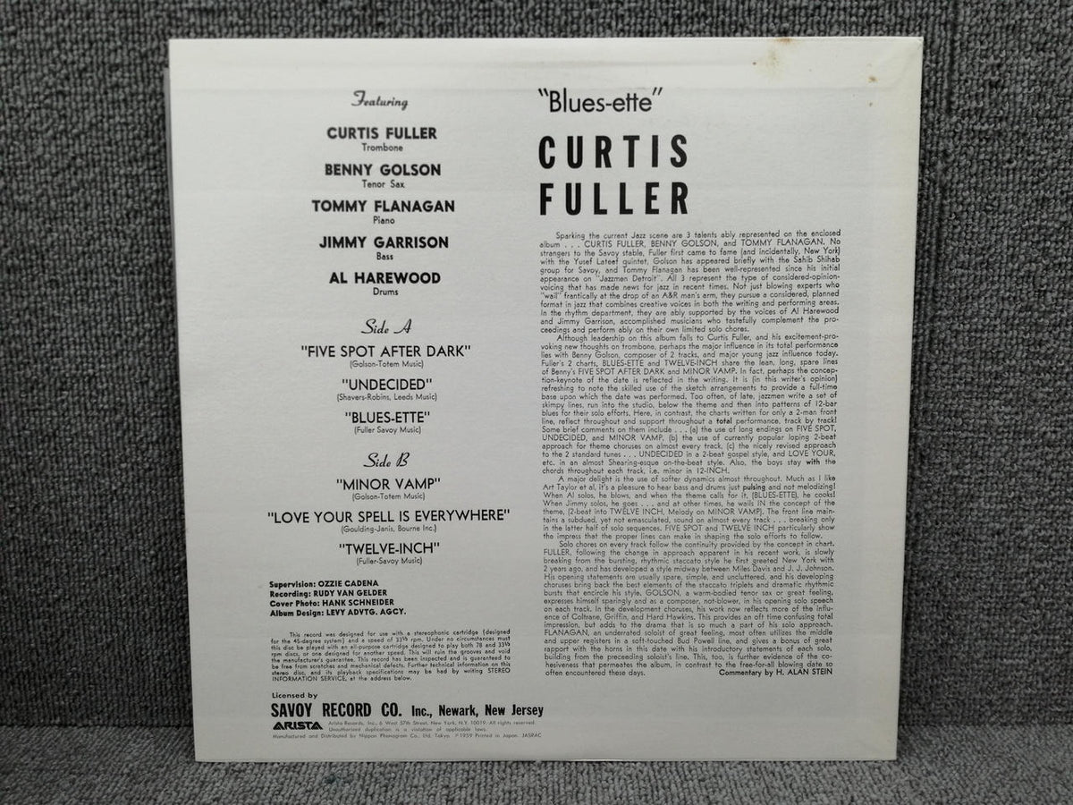 SAVOY RECORD BLUES ETTE/CURTIS FULLER ST-13006