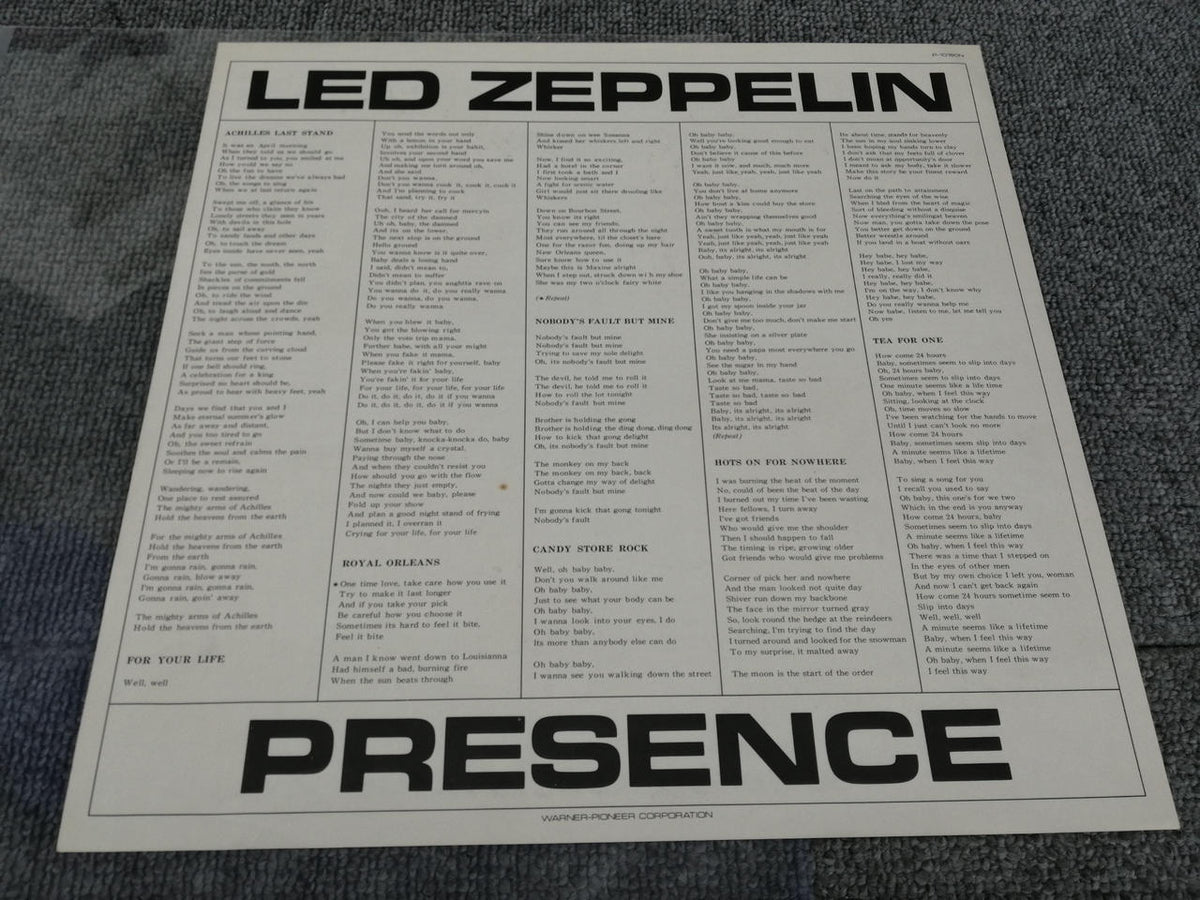 SWAN SONG LED ZEPPELIN/PRESENCE P-10160N
