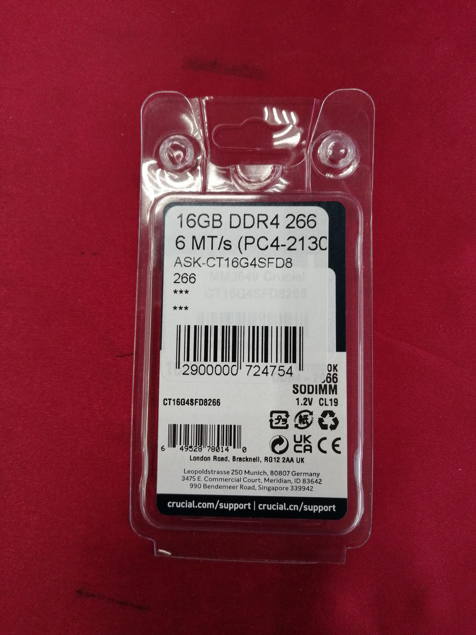 CRUCIAL Memory CT16G4SFD8266. M16FRS