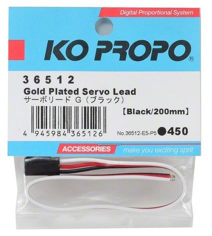 Ko Propo 36512 Gold Plated Servo Lead (200mm) - BanzaiHobby