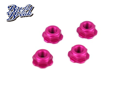 (PO FEB 2026) OVERDOSE BB-LN-015 BuzzBreak BB LOCK NUT (Low Height Serrated Type/Pink/4pcs)