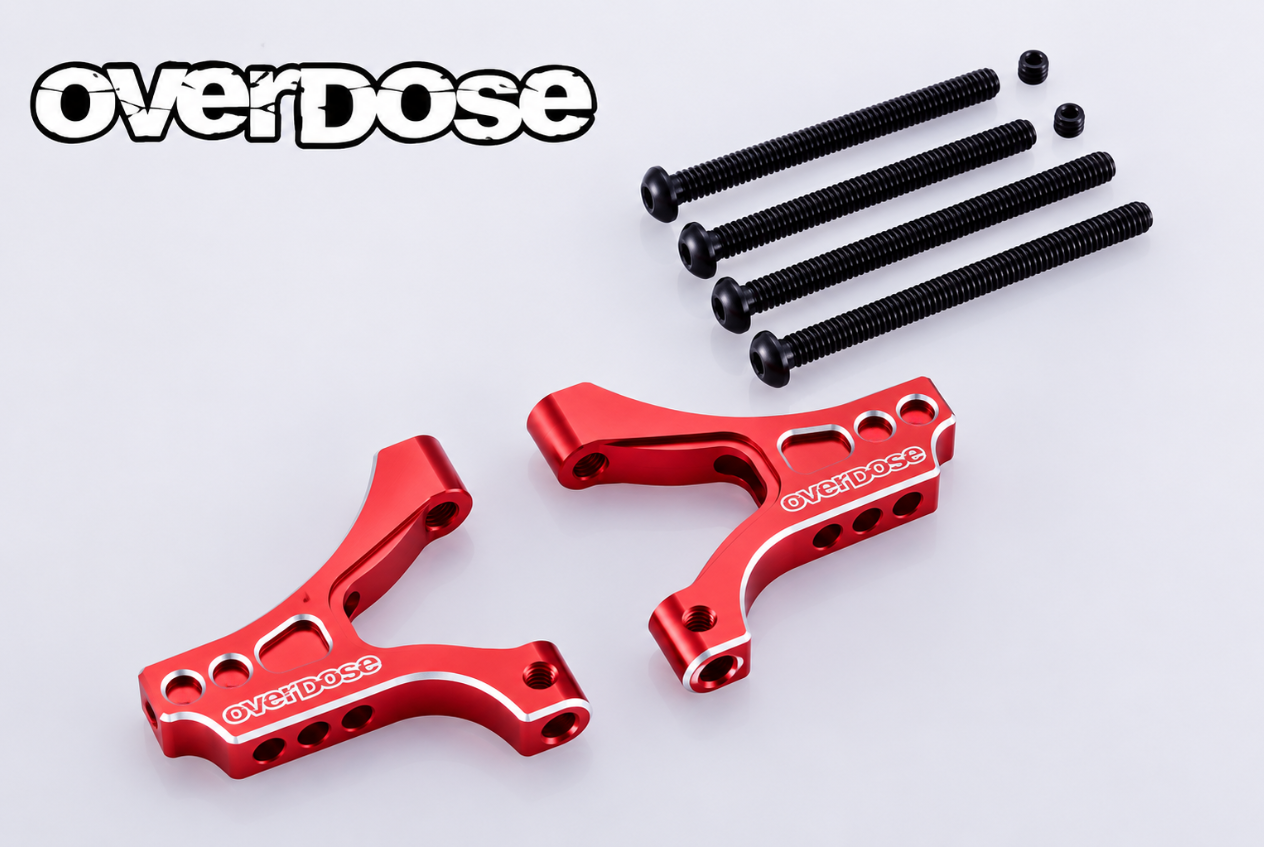 (PO OCT 2026) OVERDOSE OD3941 ES Aluminum Front Suspension Arm Type-2 (For OD/Red)