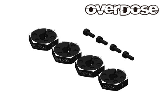 (PO JUN 2026) OVERDOSE OD3969 Aluminum Wheel Hub Set (4mm/Black/4pcs) - BanzaiHobby