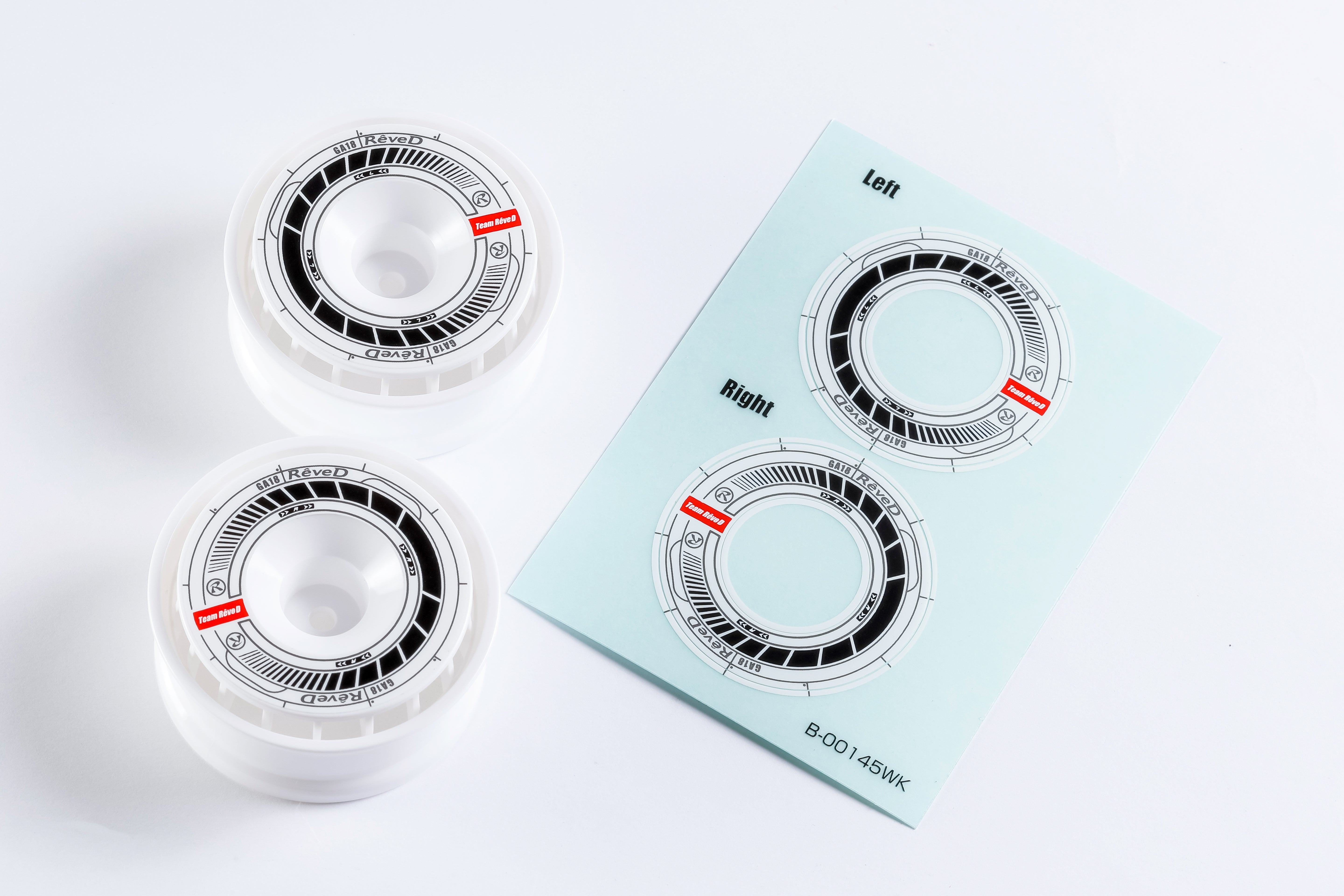 (PO JUL 2026) REVED RJ-WS01WK RW-GA18 Series Wheel Sticker (White/Black) - BanzaiHobby