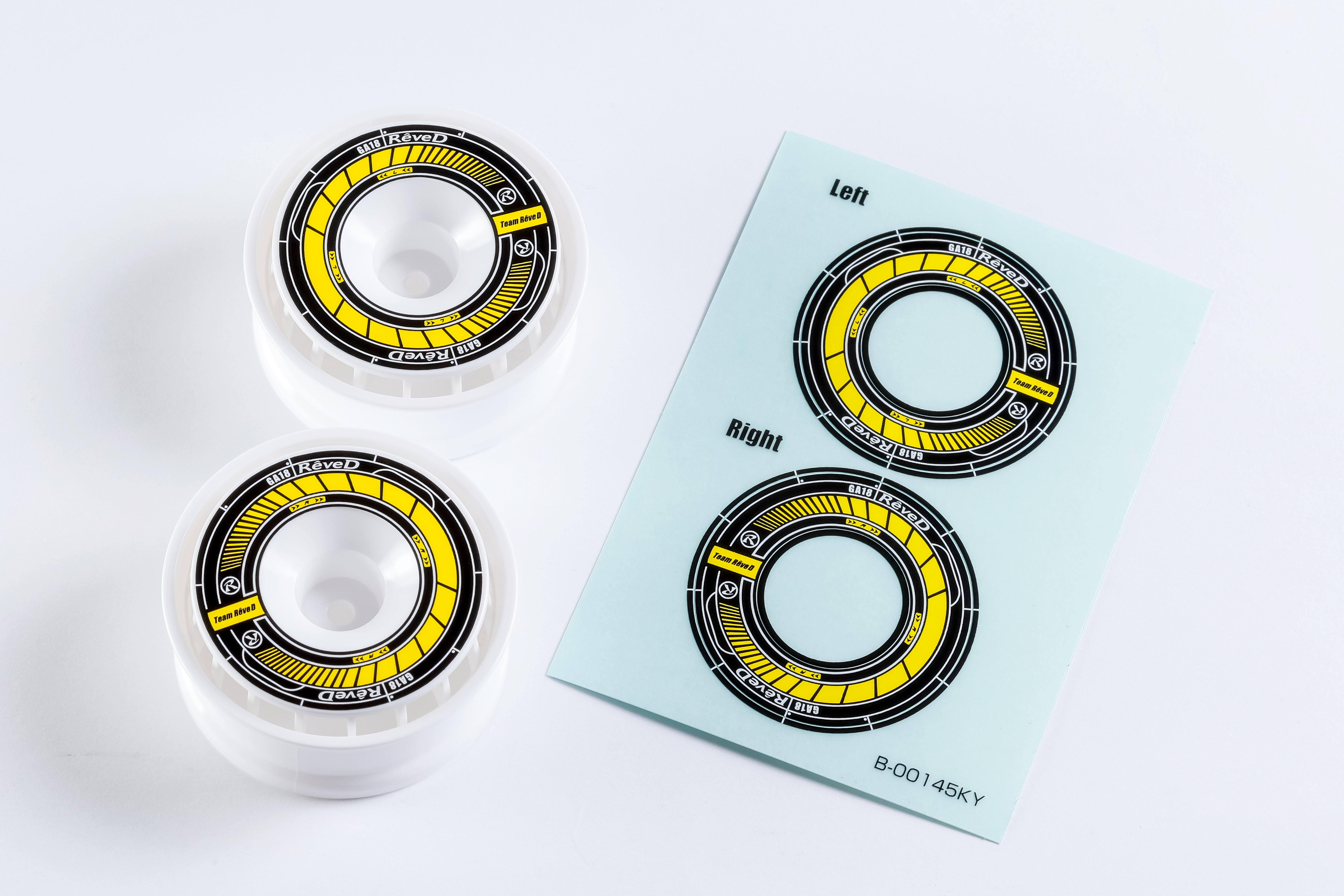 (PO JUL 2026) REVED RJ-WS01KY RW-GA18 Series Wheel Sticker (Black/Yellow) - BanzaiHobby
