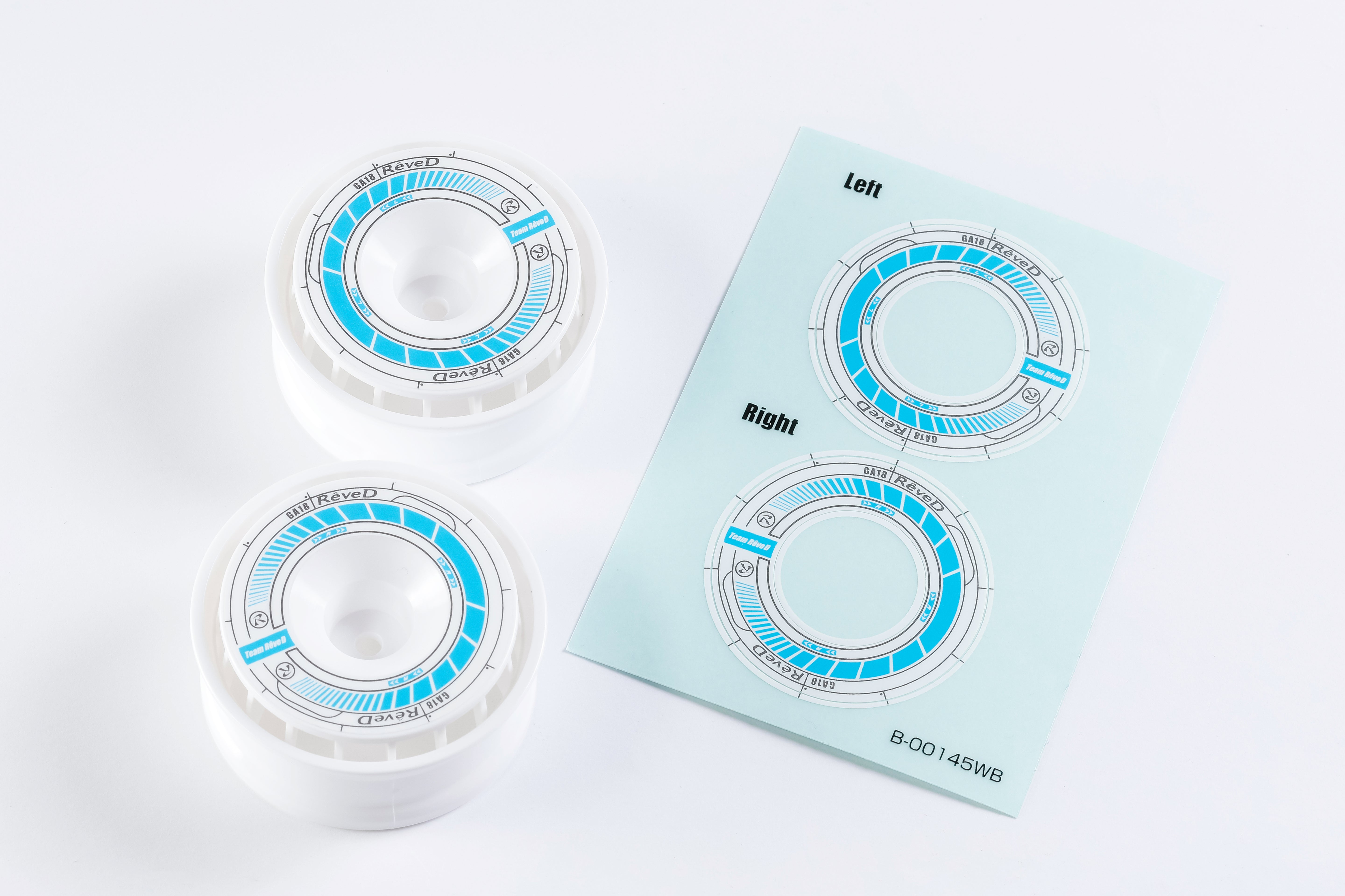 (PO JUL 2026) REVED RJ-WS01WB RW-GA18 Series Wheel Sticker (White/ Blue) - BanzaiHobby