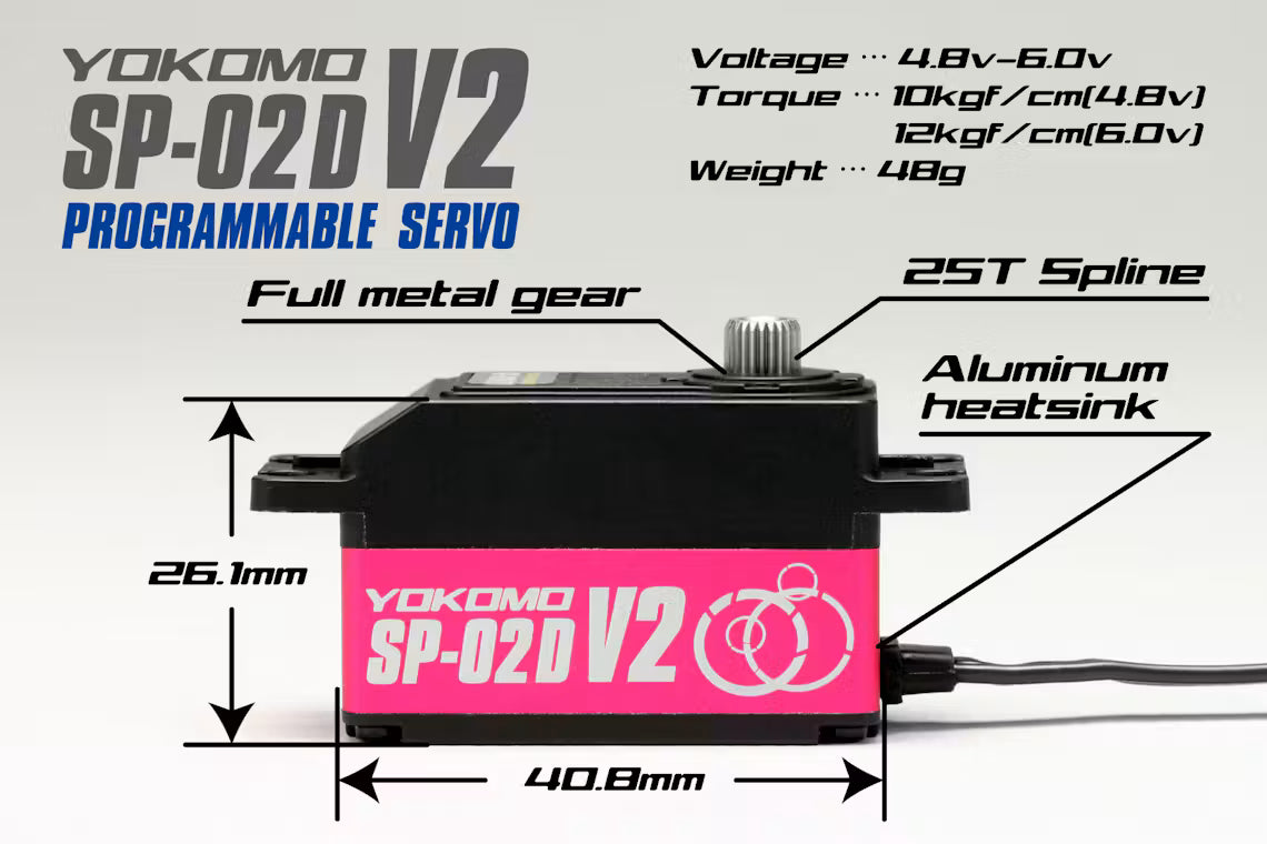 (PO OCT 2026) Yokomo SP-02DV2PI Digital Steering Servo for Drift SP-02DV2 Pink Version