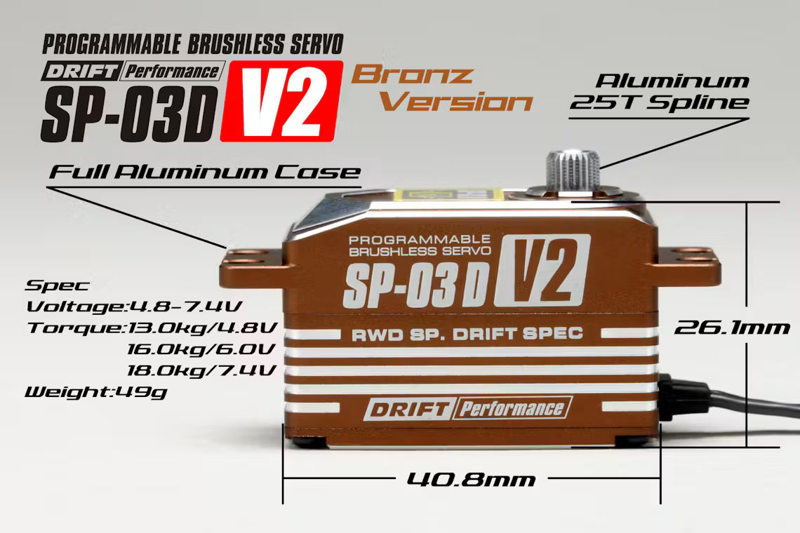 (PO OCT 2026) Yokomo SP-03DV2BZ Digital Steering Servo for Drifting SP-03DV2 Bronze Version