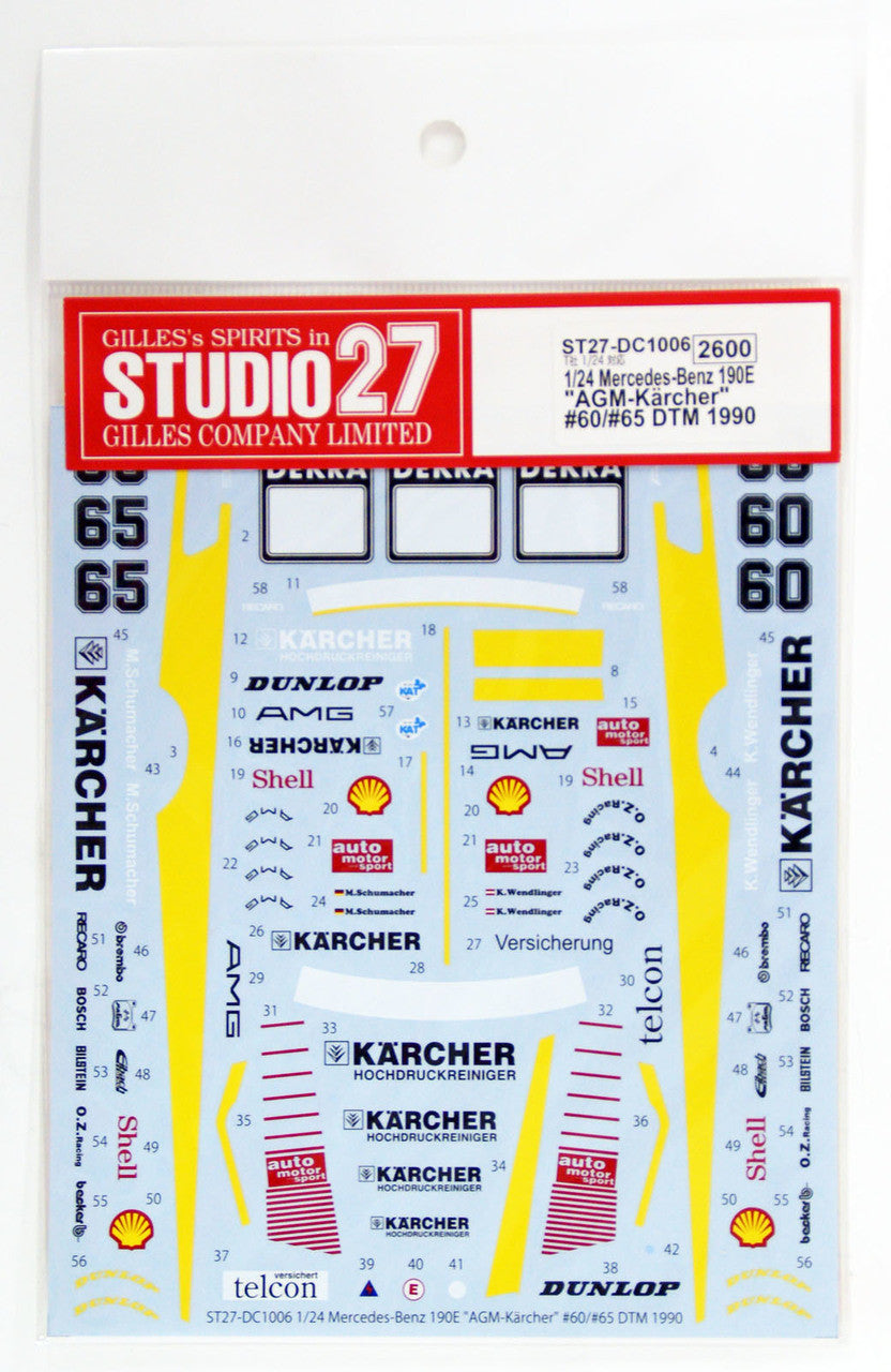 Studio27 DC1006 1/24 Mercedes-Benz 190E Karcher Decal - BanzaiHobby