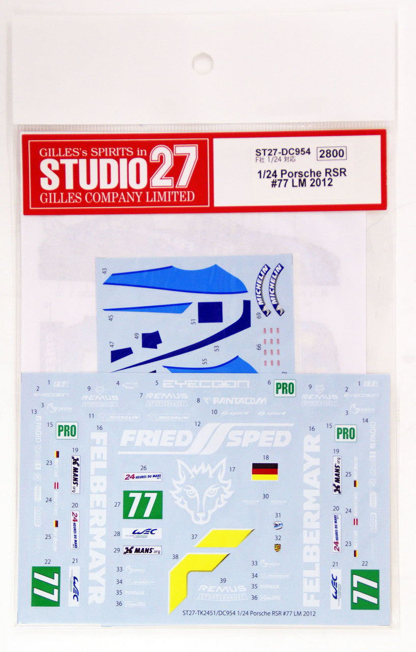 Studio27 DC954 1/24 Porsche RSR #77 LM2012 Original Decal