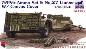 Bronco Models CBA3551 1/35 25Pdr Ammo Set & No.27 Limber w/Canvas Cover