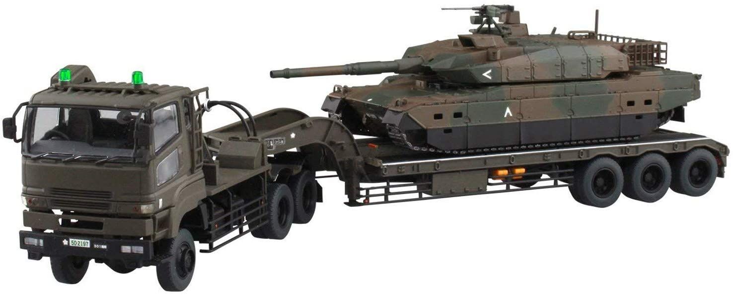 Aoshima JGSDF Type 10 Tank w/Type 73 Oversized Semi Traile - BanzaiHobby