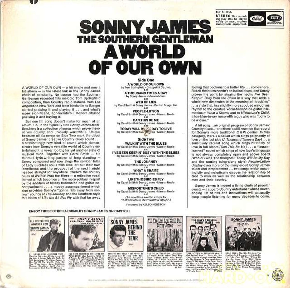 Capitol (imported, US) Sonny James "A World of Our Own" ST-2884 (Cut Disc)