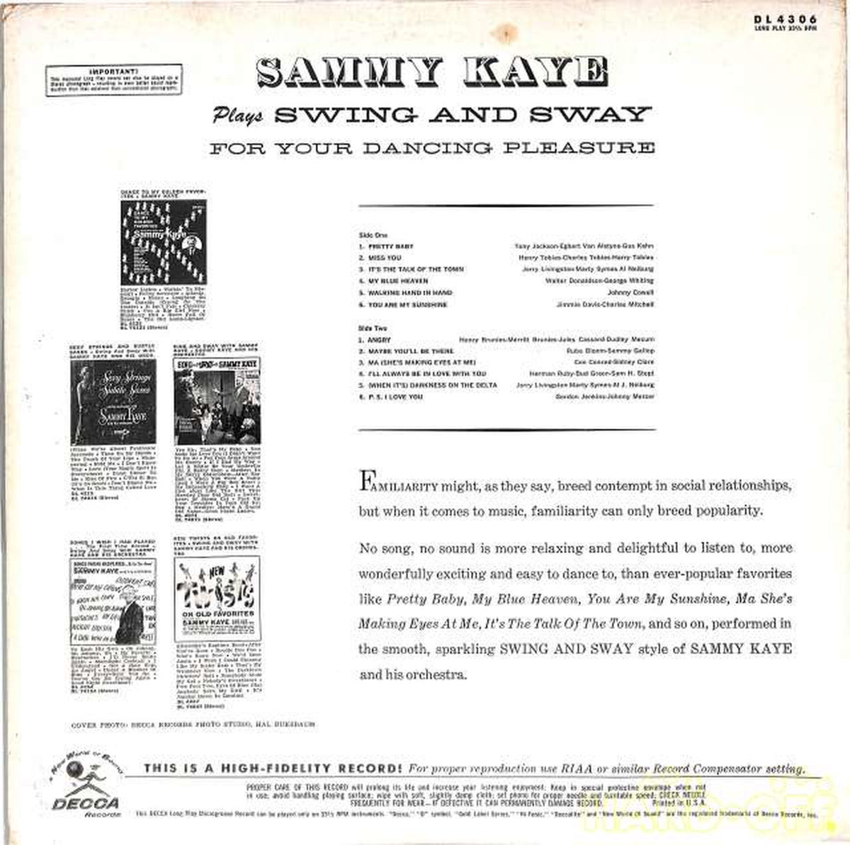 DECCA (Import in USD) Sammy Kee "Swing & Sway" DL4306