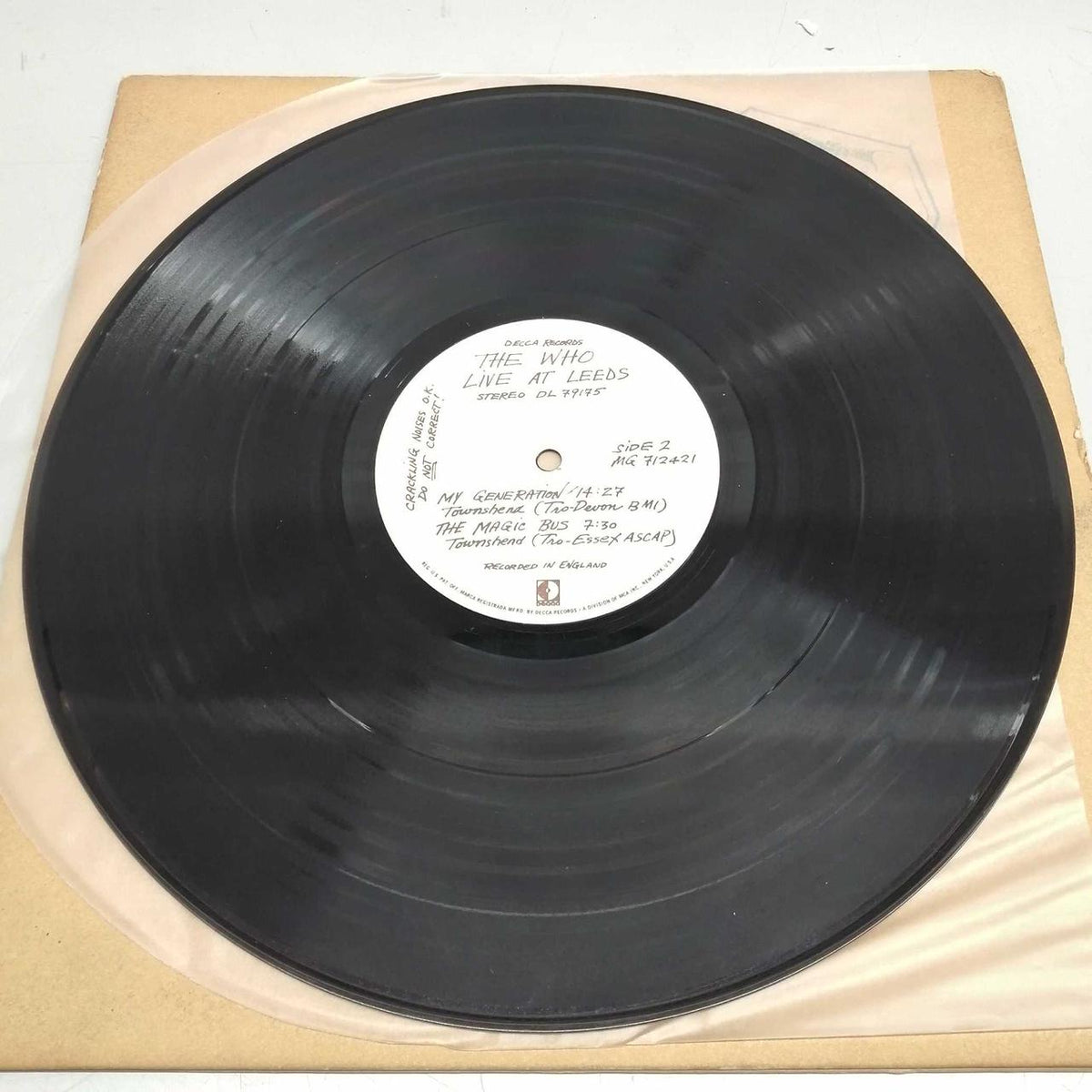 DECCA THE WHO LIVE AT LEEDS DL 79175