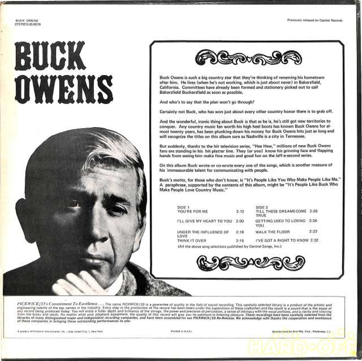 Capitol (imported, US) Buck Owens "You For Me" JS-6078