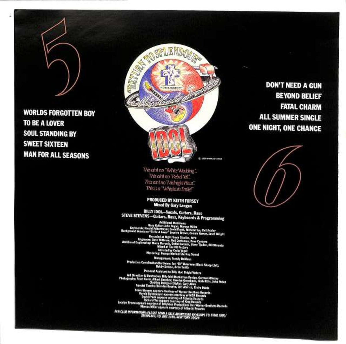 Toshiba EMI Billy Idol 'Whiplash Smile' WWS-91157