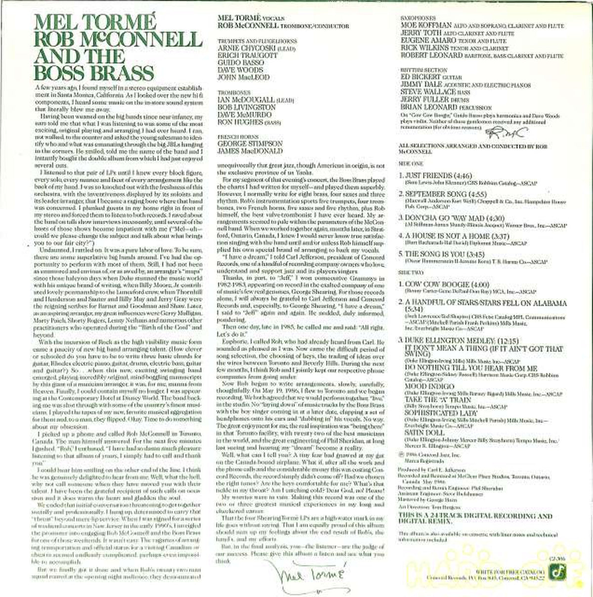 King Mel Torme & The Boss Brass CJ-306