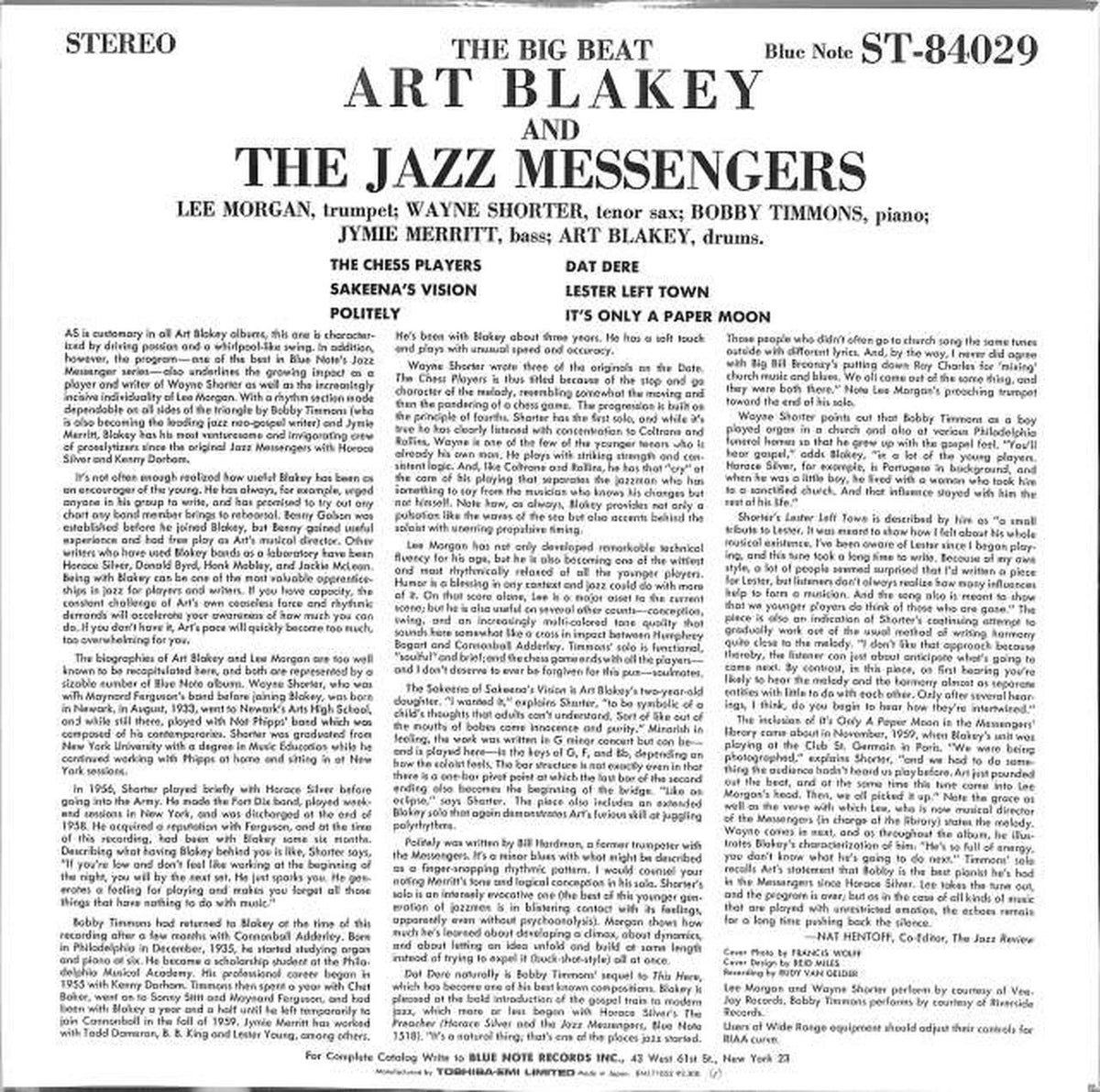 Toshiba EMI Art Brakeau & the Jazz Messengers "Big Be BNJ71052